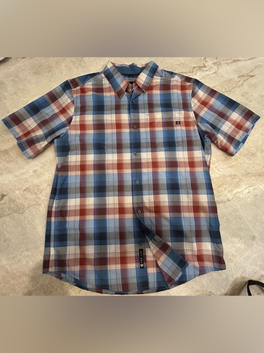 Marmot Plaid Short Sleeve Button Down Shirt Men’s M Outdoor Hiking